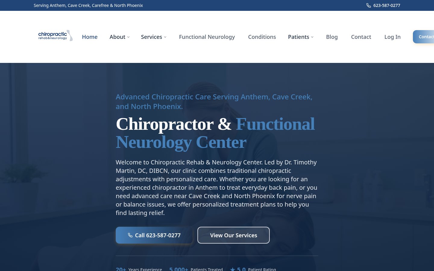 Homepage of the new Chiropractic Neurology Rehab website